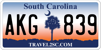 SC license plate AKG839