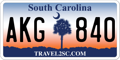 SC license plate AKG840