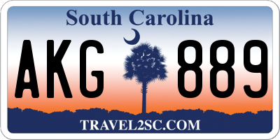 SC license plate AKG889