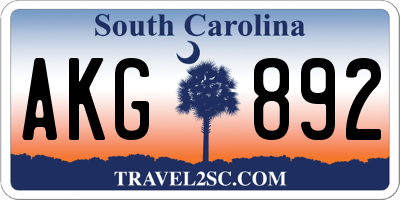 SC license plate AKG892