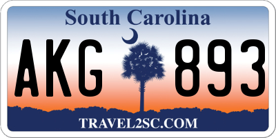 SC license plate AKG893
