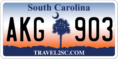 SC license plate AKG903