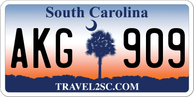 SC license plate AKG909
