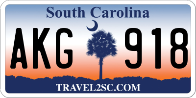 SC license plate AKG918