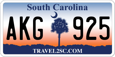 SC license plate AKG925