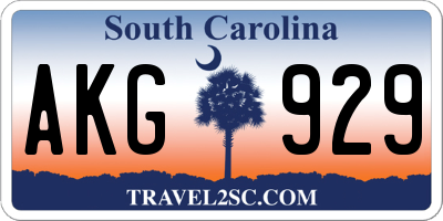 SC license plate AKG929
