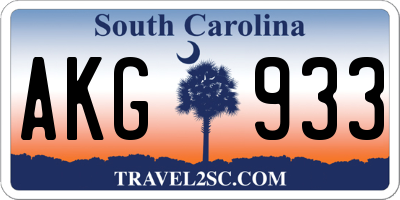 SC license plate AKG933