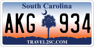 SC license plate AKG934