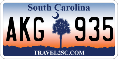 SC license plate AKG935