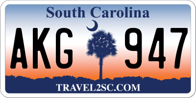 SC license plate AKG947