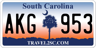 SC license plate AKG953