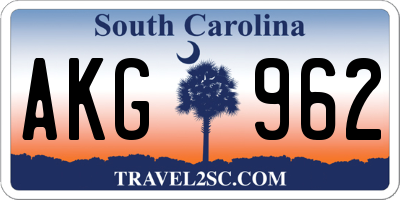 SC license plate AKG962