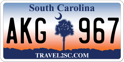 SC license plate AKG967