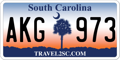 SC license plate AKG973