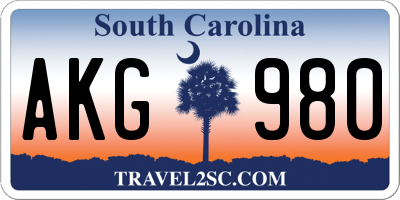 SC license plate AKG980