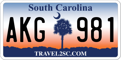 SC license plate AKG981