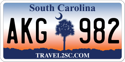SC license plate AKG982