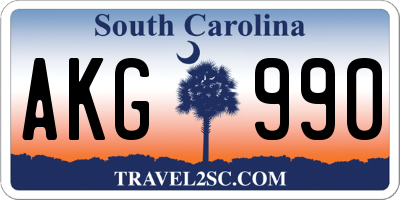 SC license plate AKG990