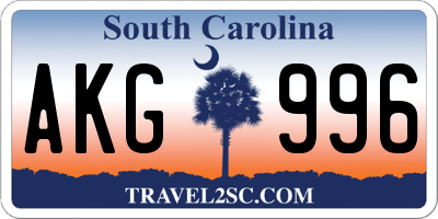 SC license plate AKG996
