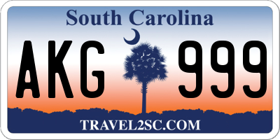 SC license plate AKG999