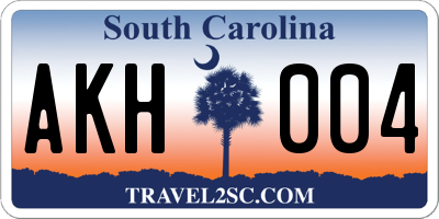 SC license plate AKH004