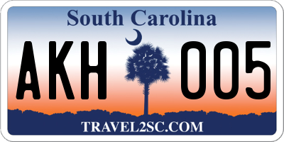 SC license plate AKH005