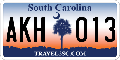SC license plate AKH013