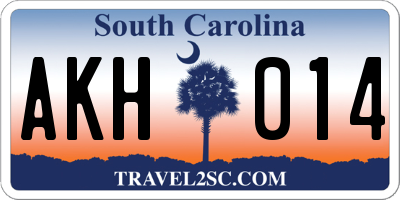 SC license plate AKH014