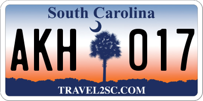 SC license plate AKH017