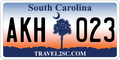 SC license plate AKH023