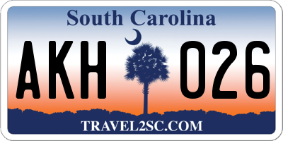 SC license plate AKH026