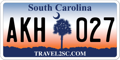 SC license plate AKH027