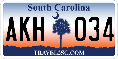 SC license plate AKH034