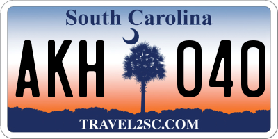 SC license plate AKH040