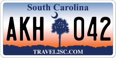 SC license plate AKH042