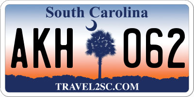SC license plate AKH062