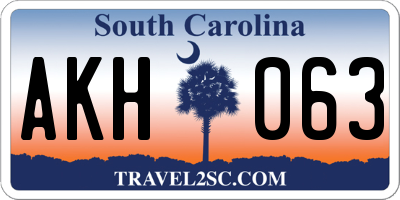 SC license plate AKH063