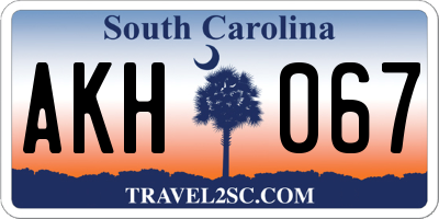 SC license plate AKH067