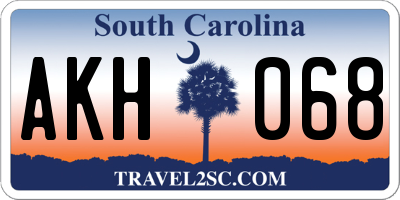 SC license plate AKH068