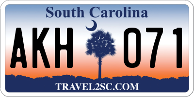 SC license plate AKH071
