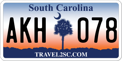 SC license plate AKH078