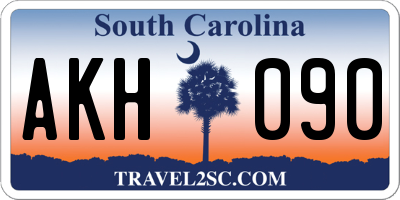 SC license plate AKH090
