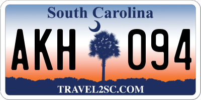 SC license plate AKH094
