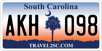SC license plate AKH098
