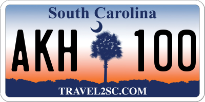 SC license plate AKH100