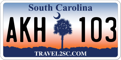 SC license plate AKH103
