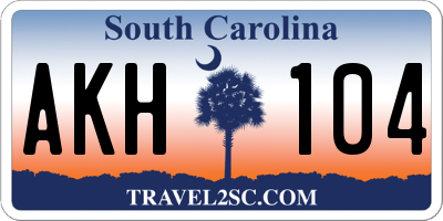 SC license plate AKH104