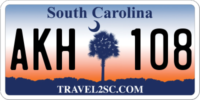 SC license plate AKH108