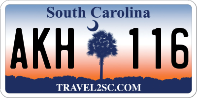 SC license plate AKH116