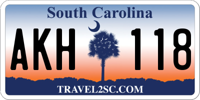 SC license plate AKH118